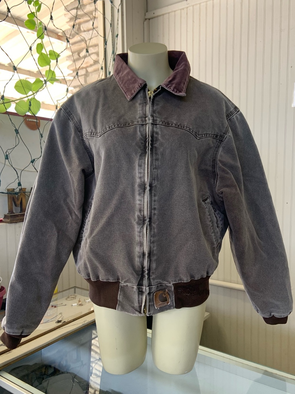Vintage Carhartt Santa Fe Gray Jacket with Brown Corduroy Collar